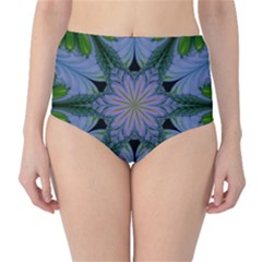 Abstract Flower Artwork Art Green Classic High-waist Bikini Bottoms by Sudhe