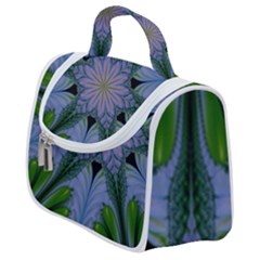 Abstract Flower Artwork Art Green Satchel Handbag