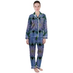 Abstract Flower Artwork Art Green Satin Long Sleeve Pyjamas Set