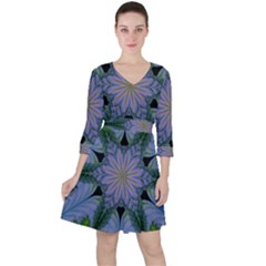 Abstract Flower Artwork Art Green Ruffle Dress by Sudhe