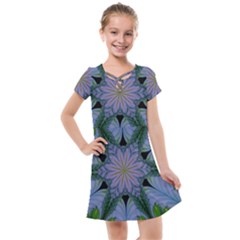 Abstract Flower Artwork Art Green Kids  Cross Web Dress