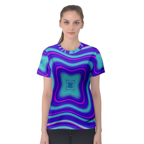 Abstract Artwork Fractal Background Blue Women s Sport Mesh Tee by Sudhe