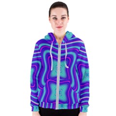 Abstract Artwork Fractal Background Blue Women s Zipper Hoodie by Sudhe