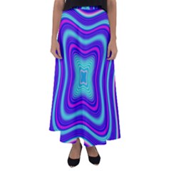 Abstract Artwork Fractal Background Blue Flared Maxi Skirt by Sudhe