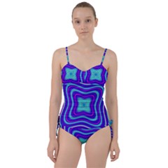 Abstract Artwork Fractal Background Blue Sweetheart Tankini Set