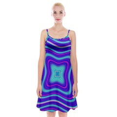 Abstract Artwork Fractal Background Blue Spaghetti Strap Velvet Dress by Sudhe