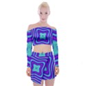 Abstract Artwork Fractal Background Blue Off Shoulder Top with Mini Skirt Set View1