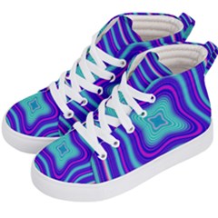 Abstract Artwork Fractal Background Blue Kids  Hi-top Skate Sneakers by Sudhe