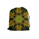 Abstract Flower Artwork Art Green Yellow Drawstring Pouch (Large) View1