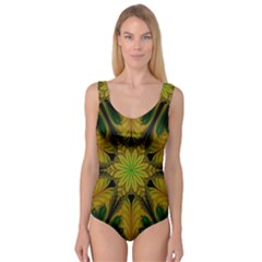 Abstract Flower Artwork Art Green Yellow Princess Tank Leotard  by Sudhe