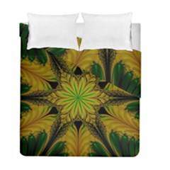 Abstract Flower Artwork Art Green Yellow Duvet Cover Double Side (full/ Double Size) by Sudhe