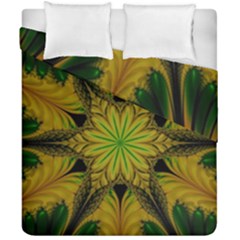 Abstract Flower Artwork Art Green Yellow Duvet Cover Double Side (california King Size) by Sudhe