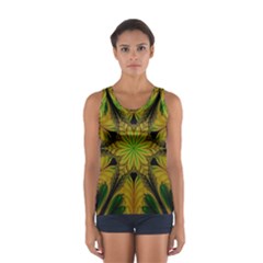 Abstract Flower Artwork Art Green Yellow Sport Tank Top  by Sudhe