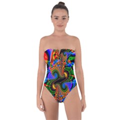 Abstract Fractal Artwork Colorful Tie Back One Piece Swimsuit by Sudhe