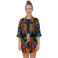 Abstract Fractal Artwork Colorful Open Front Chiffon Kimono by Sudhe