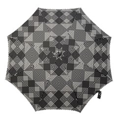 Monochrome Geometric Herringbone Seamless Pattern Vector Hook Handle Umbrellas (small) by Sudhe