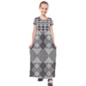 Monochrome Geometric Herringbone Seamless Pattern Vector Kids  Short Sleeve Maxi Dress View1