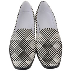 Monochrome Geometric Herringbone Seamless Pattern Vector Women s Classic Loafer Heels by Sudhe