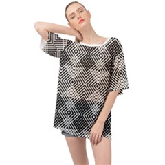 Monochrome Geometric Herringbone Seamless Pattern Vector Oversized Chiffon Top by Sudhe