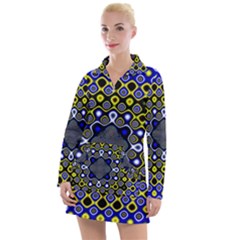 Digital Art Background Yellow Blue Women s Long Sleeve Casual Dress by Sudhe