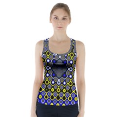 Digital Art Background Yellow Blue Racer Back Sports Top by Sudhe