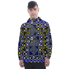 Digital Art Background Yellow Blue Men s Front Pocket Pullover Windbreaker by Sudhe