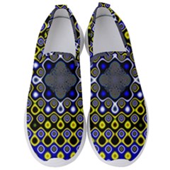 Digital Art Background Yellow Blue Men s Slip On Sneakers by Sudhe