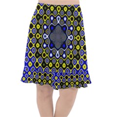 Digital Art Background Yellow Blue Fishtail Chiffon Skirt by Sudhe