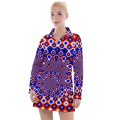 Digital Art Background Red Blue Women s Long Sleeve Casual Dress by Sudhe