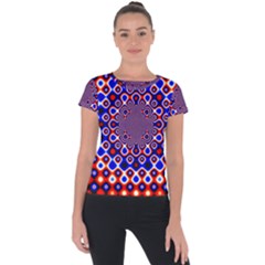 Digital Art Background Red Blue Short Sleeve Sports Top  by Sudhe