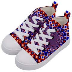 Digital Art Background Red Blue Kids  Mid-top Canvas Sneakers by Sudhe