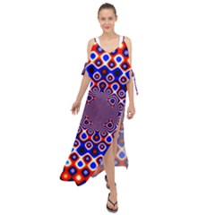 Digital Art Background Red Blue Maxi Chiffon Cover Up Dress