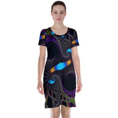 Fractal Artwork Abstract Background Short Sleeve Nightdress