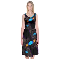 Fractal Artwork Abstract Background Midi Sleeveless Dress