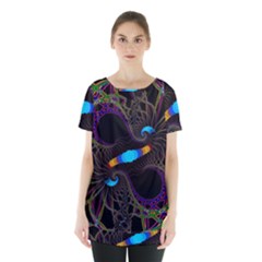 Fractal Artwork Abstract Background Skirt Hem Sports Top by Sudhe