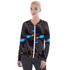 Fractal Artwork Abstract Background Velour Zip Up Jacket