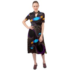 Fractal Artwork Abstract Background Keyhole Neckline Chiffon Dress