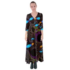 Fractal Artwork Abstract Background Button Up Maxi Dress