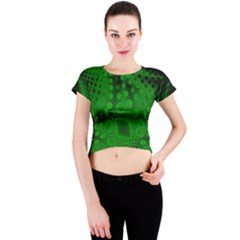 Background Texture Design Geometric Green Black Crew Neck Crop Top by Sudhe