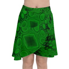 Background Texture Design Geometric Green Black Chiffon Wrap Front Skirt by Sudhe