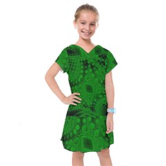 Background Texture Design Geometric Green Black Kids  Drop Waist Dress by Sudhe