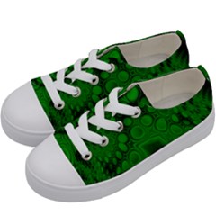 Background Texture Design Geometric Green Black Kids  Low Top Canvas Sneakers by Sudhe