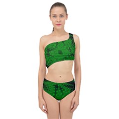 Background Texture Design Geometric Green Black Spliced Up Two Piece Swimsuit by Sudhe