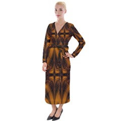 Background Pattern Yellow Gold Black Velvet Maxi Wrap Dress by Sudhe