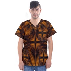 Background Pattern Yellow Gold Black Men s V-neck Scrub Top