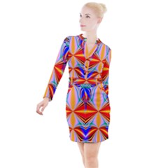 Abstract Art Fractal Art Button Long Sleeve Dress by Sudhe