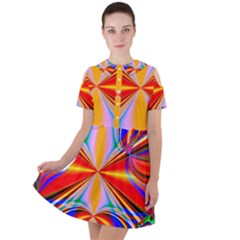 Abstract Art Fractal Art Short Sleeve Shoulder Cut Out Dress 