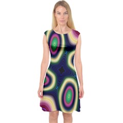 Abstract Artwork Fractal Background Art Pattern Capsleeve Midi Dress by Sudhe