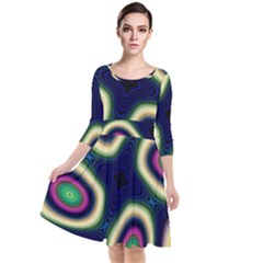 Abstract Artwork Fractal Background Art Pattern Quarter Sleeve Waist Band Dress by Sudhe