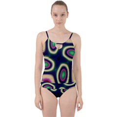 Abstract Artwork Fractal Background Art Pattern Cut Out Top Tankini Set by Sudhe